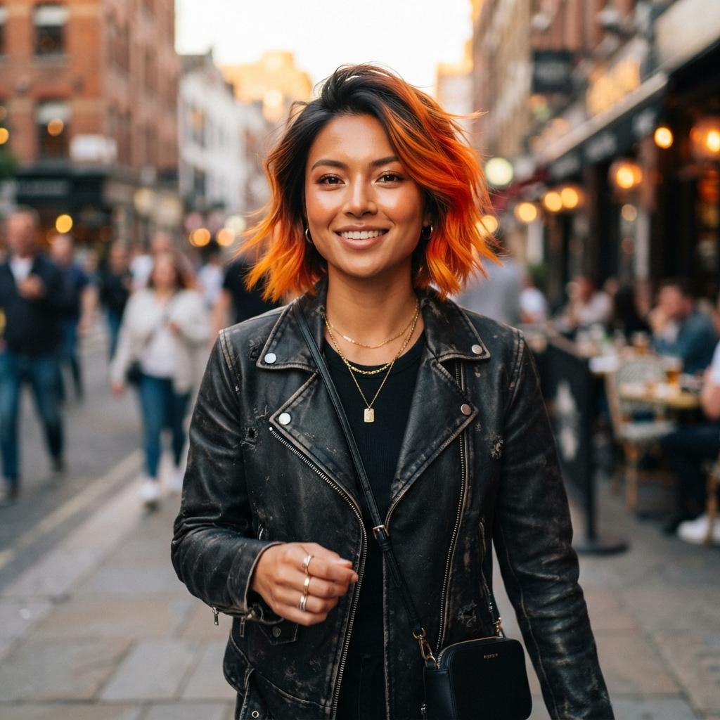 Fiery Orange Ombre Short Hair