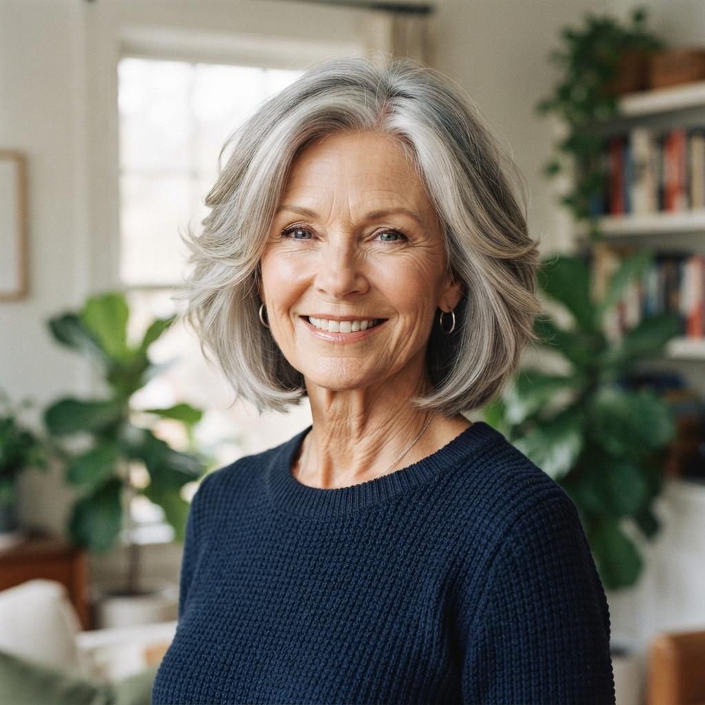 Gray Bob with Feathered Layers
