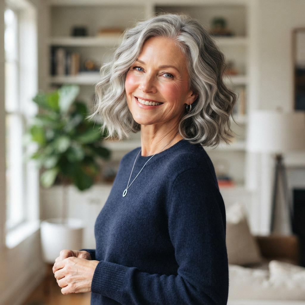 Gray Bob with Soft Waves
