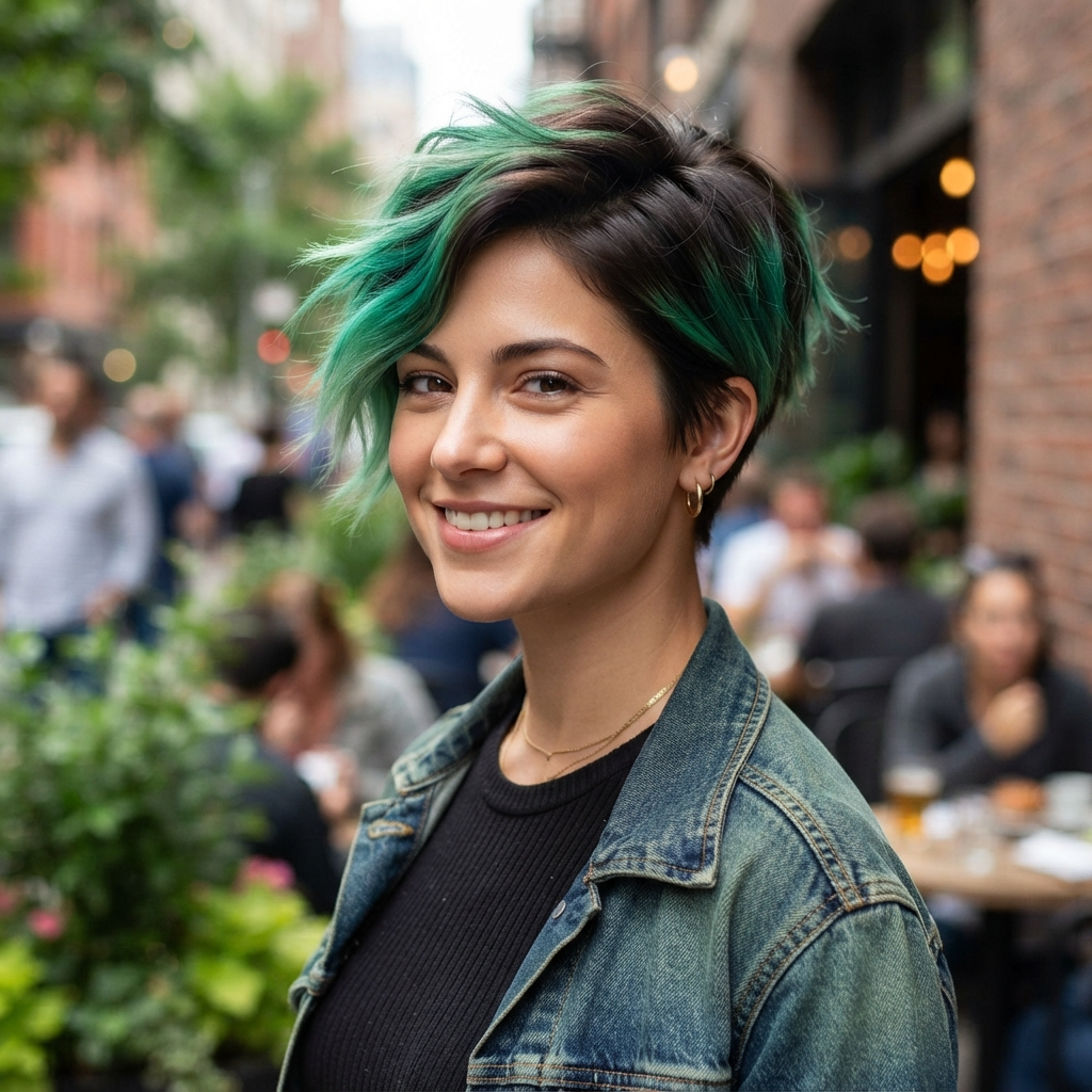 Green Ombre Short Pixie