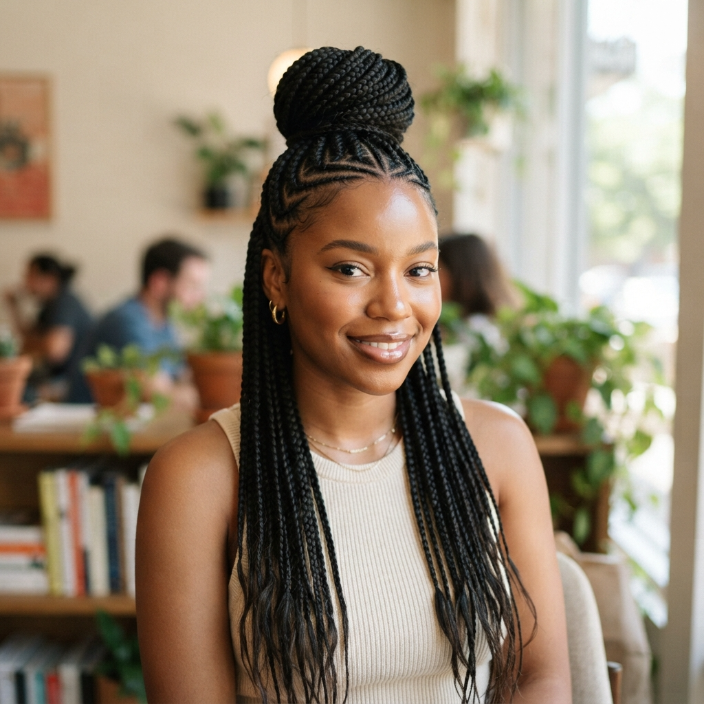 Half-Up Half-Down Cornrow Braids