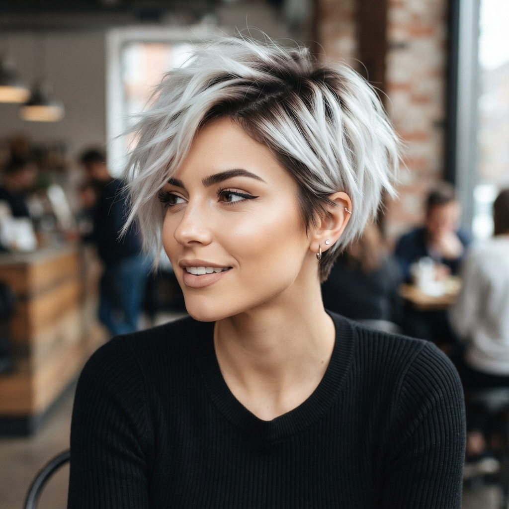 Icy Blonde Ombre Pixie