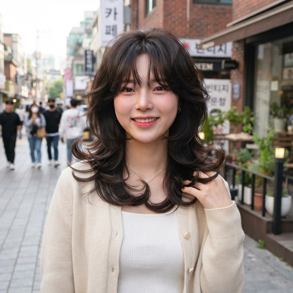Korean Wolf Cut with Flipped Ends