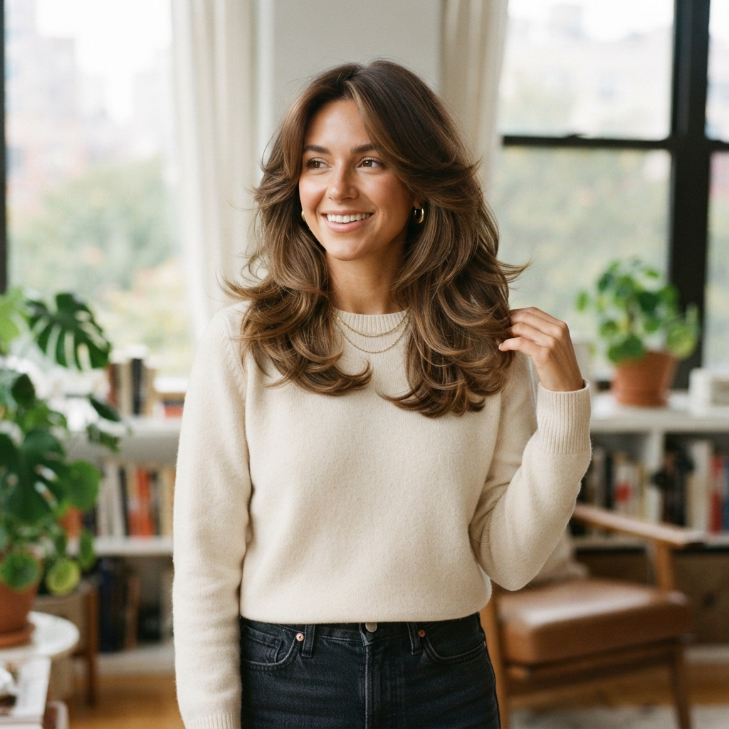 Medium Length Feathered Hair