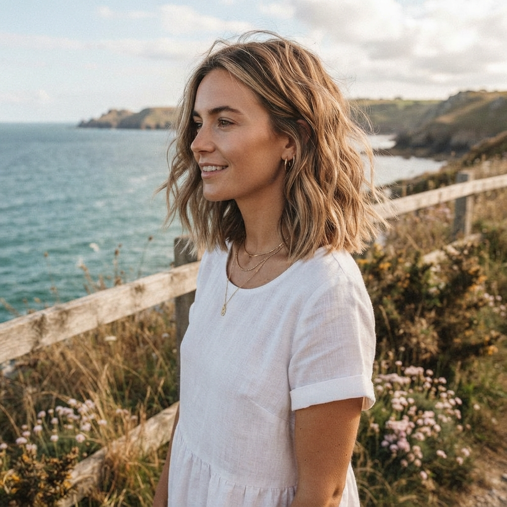 Medium Length Hair with Beach Waves