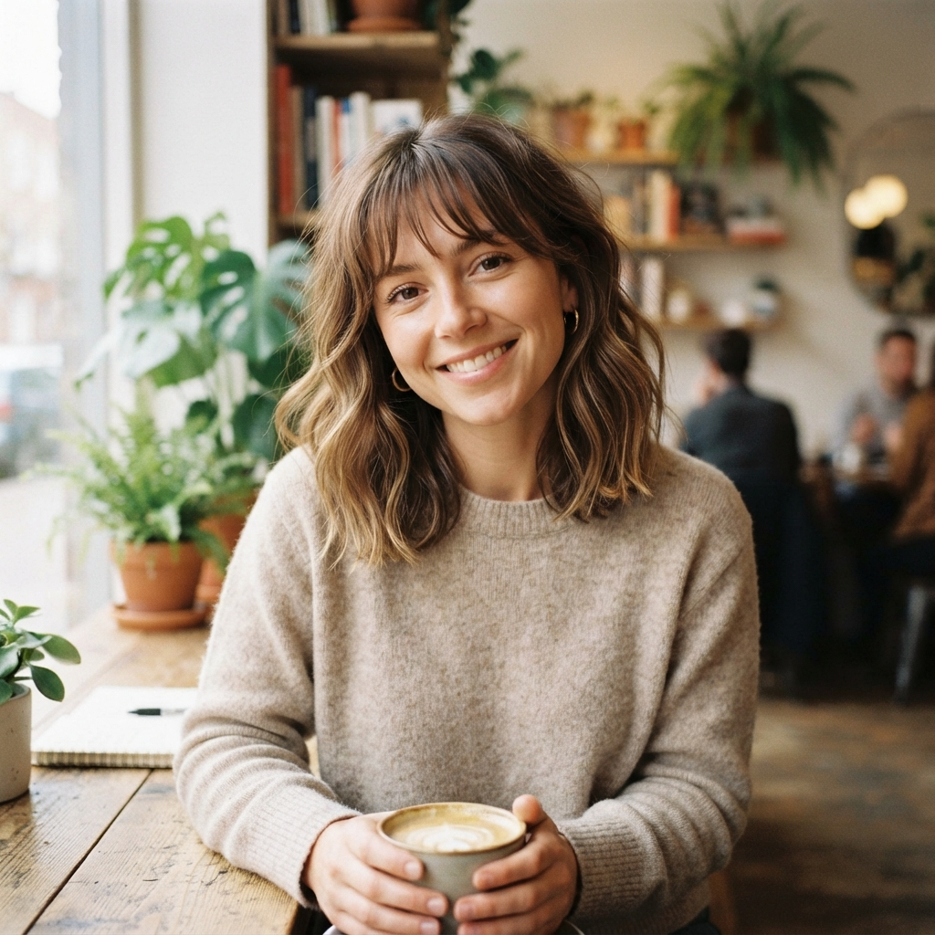 Medium Length Hair with Wispy Bangs