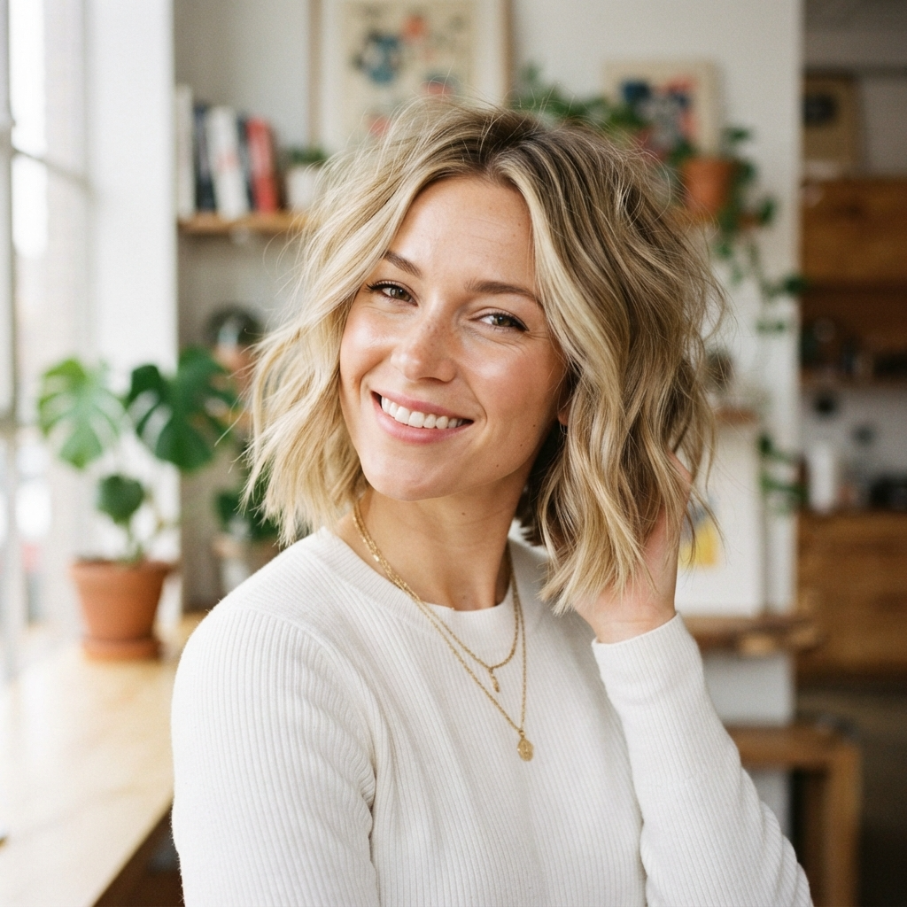 Messy Short Blonde Bob