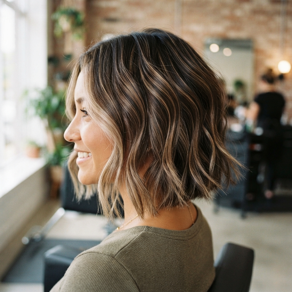 Mocha Balayage on Short Hair