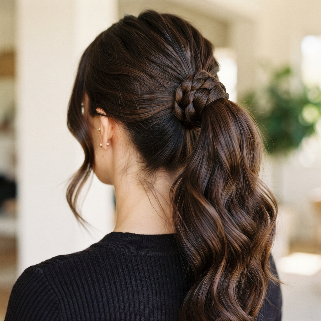 Ponytail with Braided Wrap