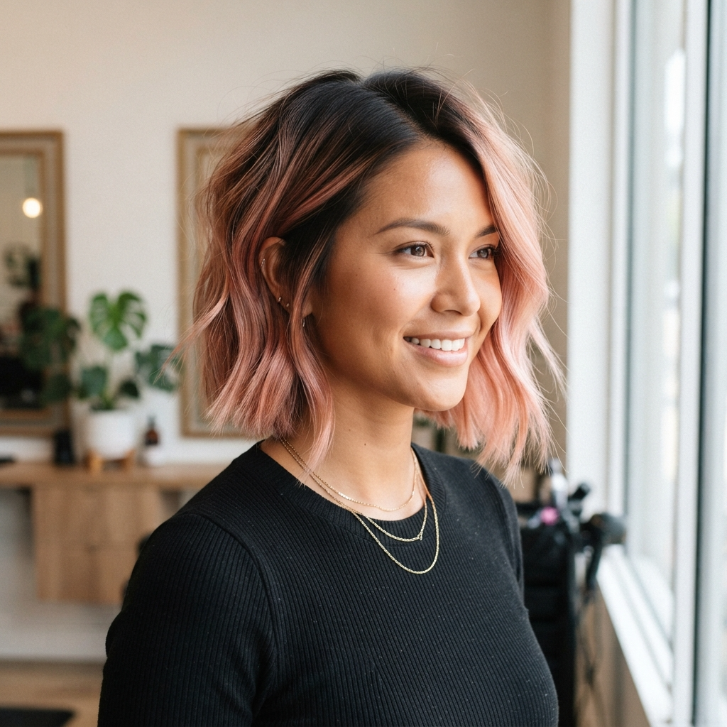 Rose Gold Ombre Short Hair