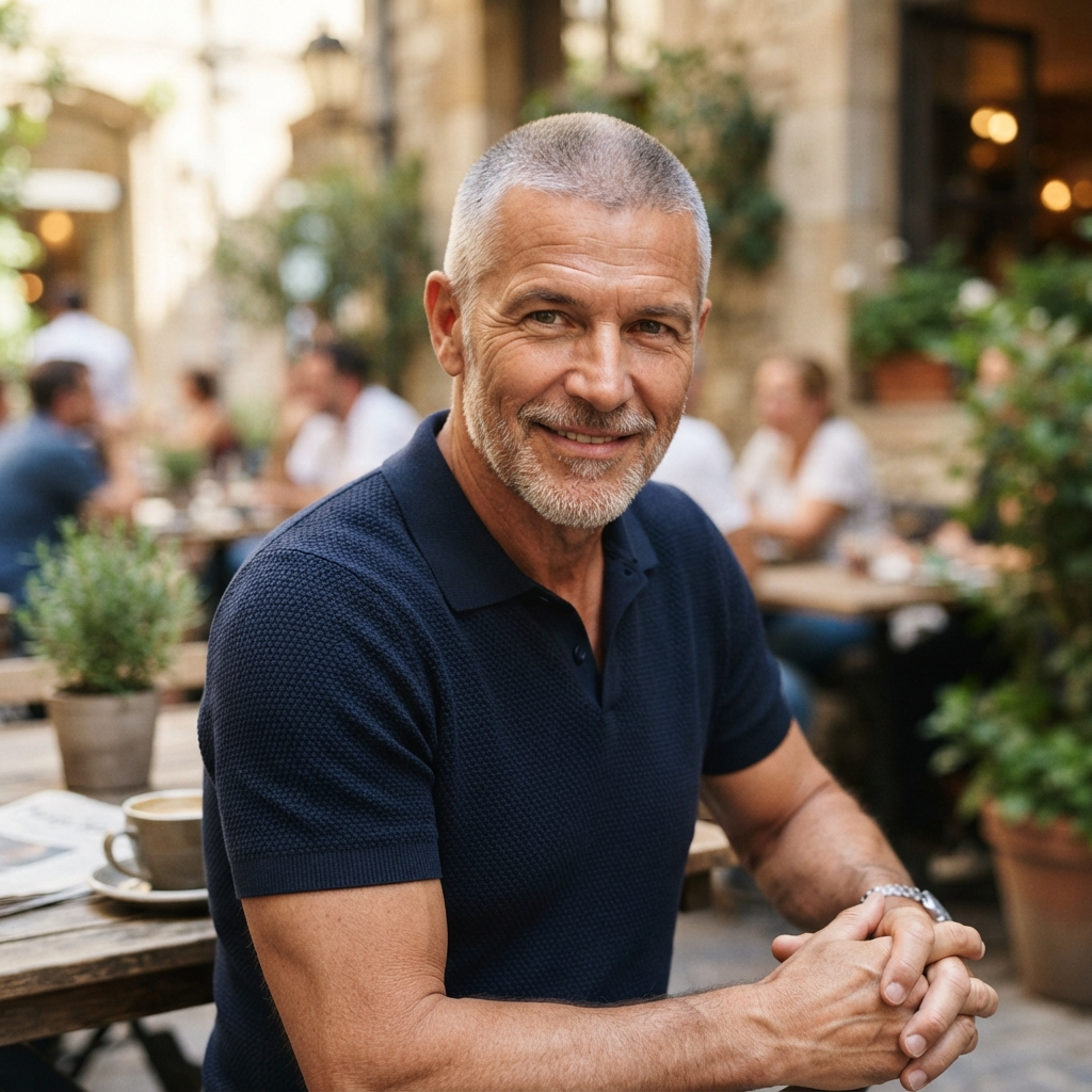 Salt and Pepper Buzz Cut Men