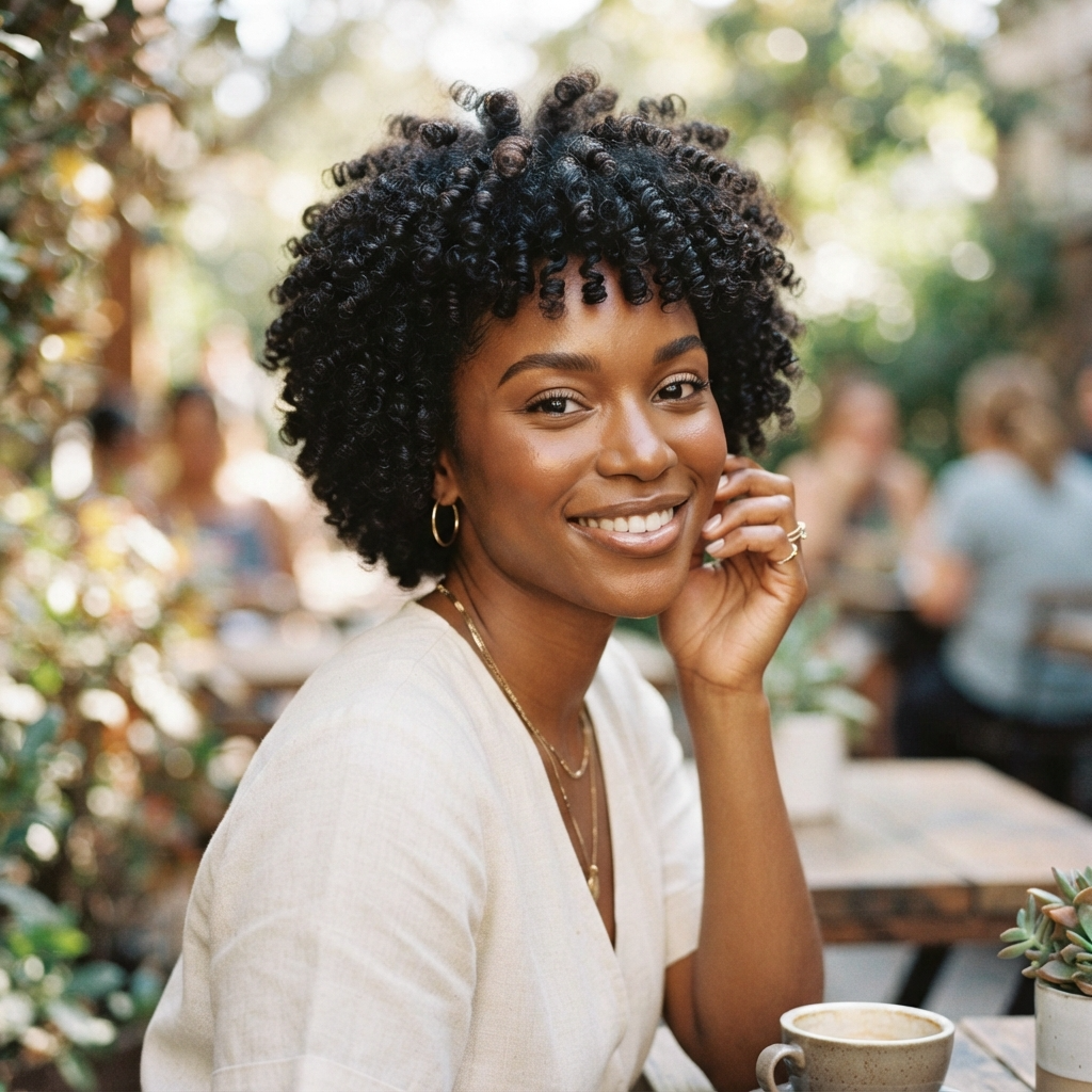 Short Afro with Defined Curls