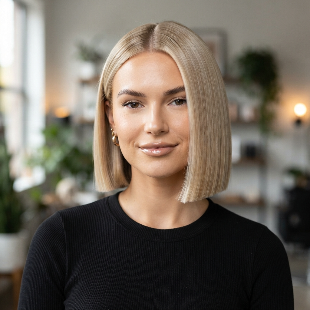 Short Blonde Bob with Blunt Ends