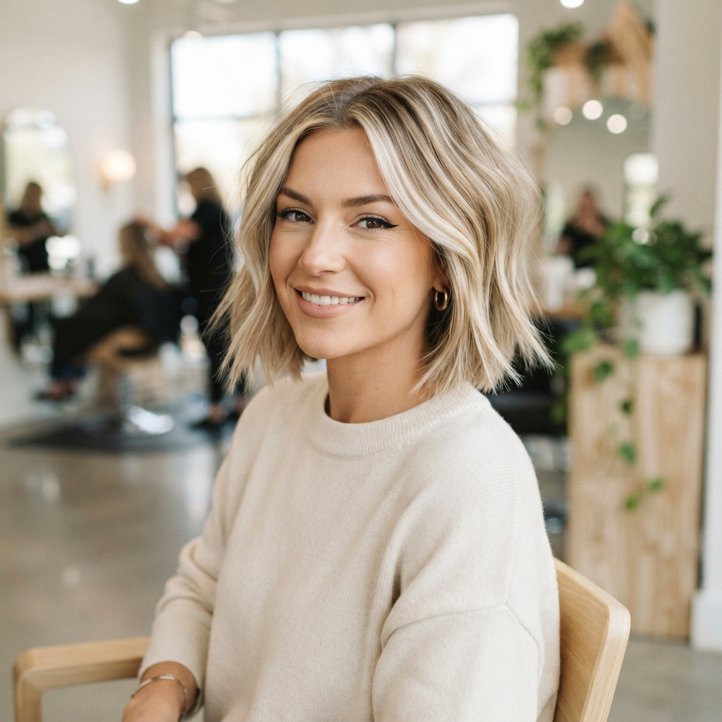 Short Bob with Blonde Highlights