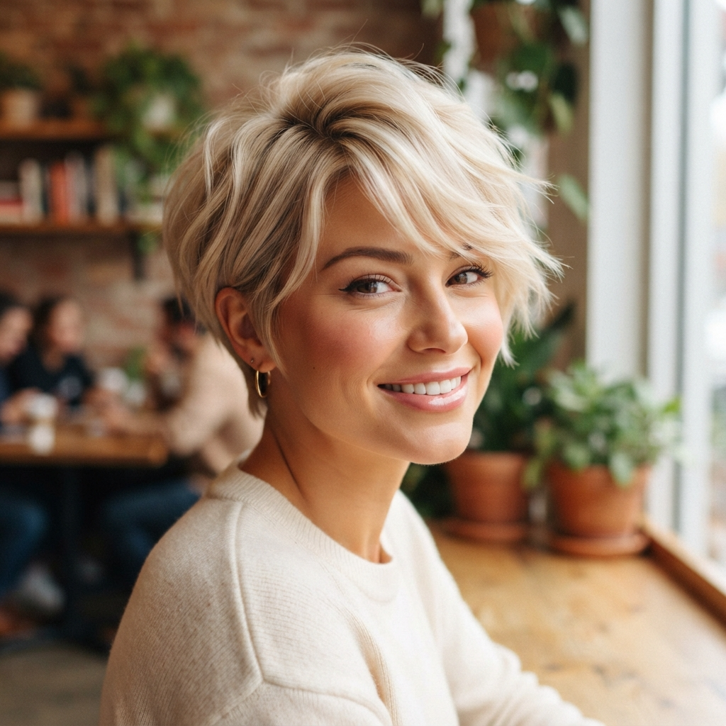 Short Butter Blonde Haircut