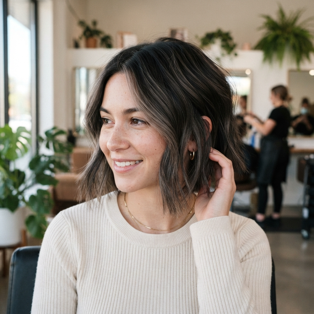 Short Hair with Ash Brown Highlights