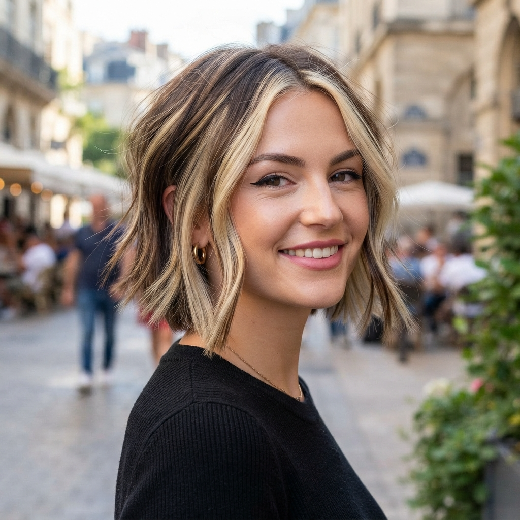 Short Hair with Chunky Blonde Highlights