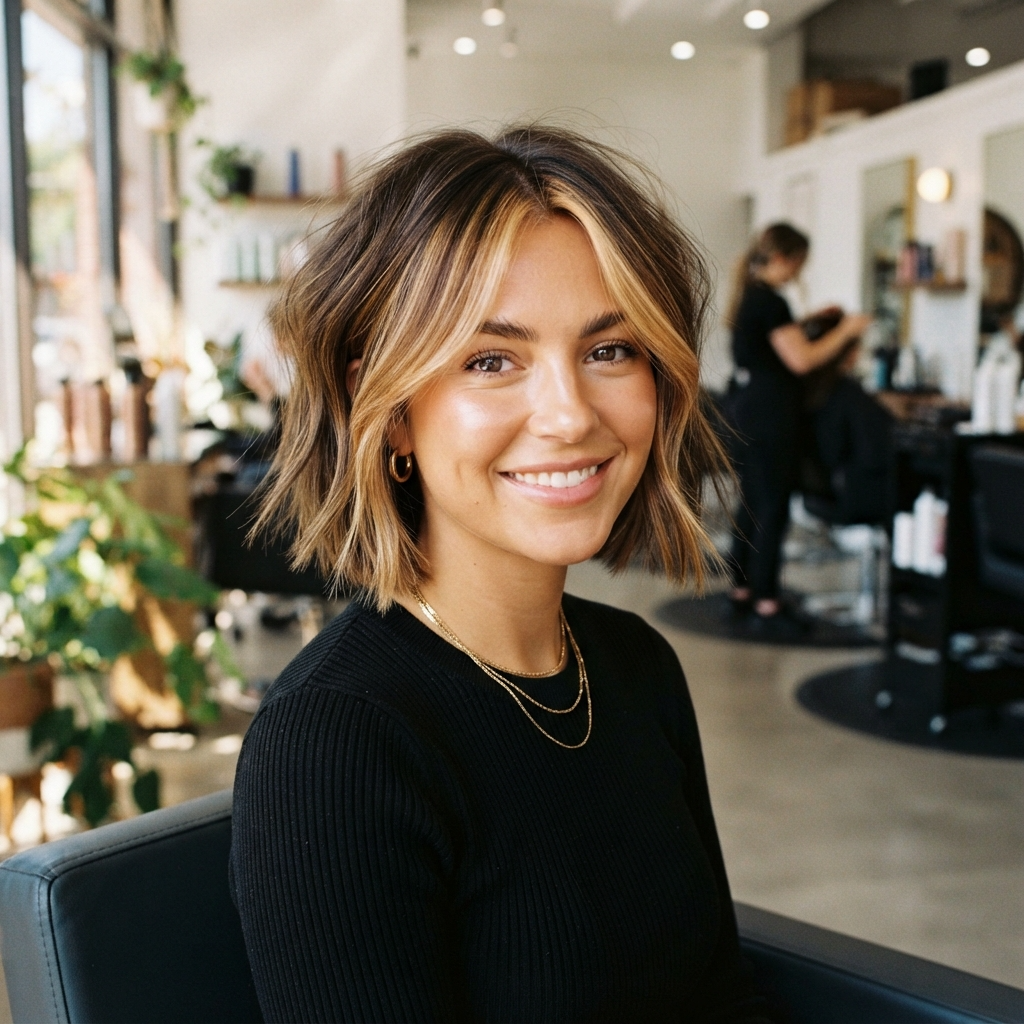 Short Hair with Face-Framing Highlights