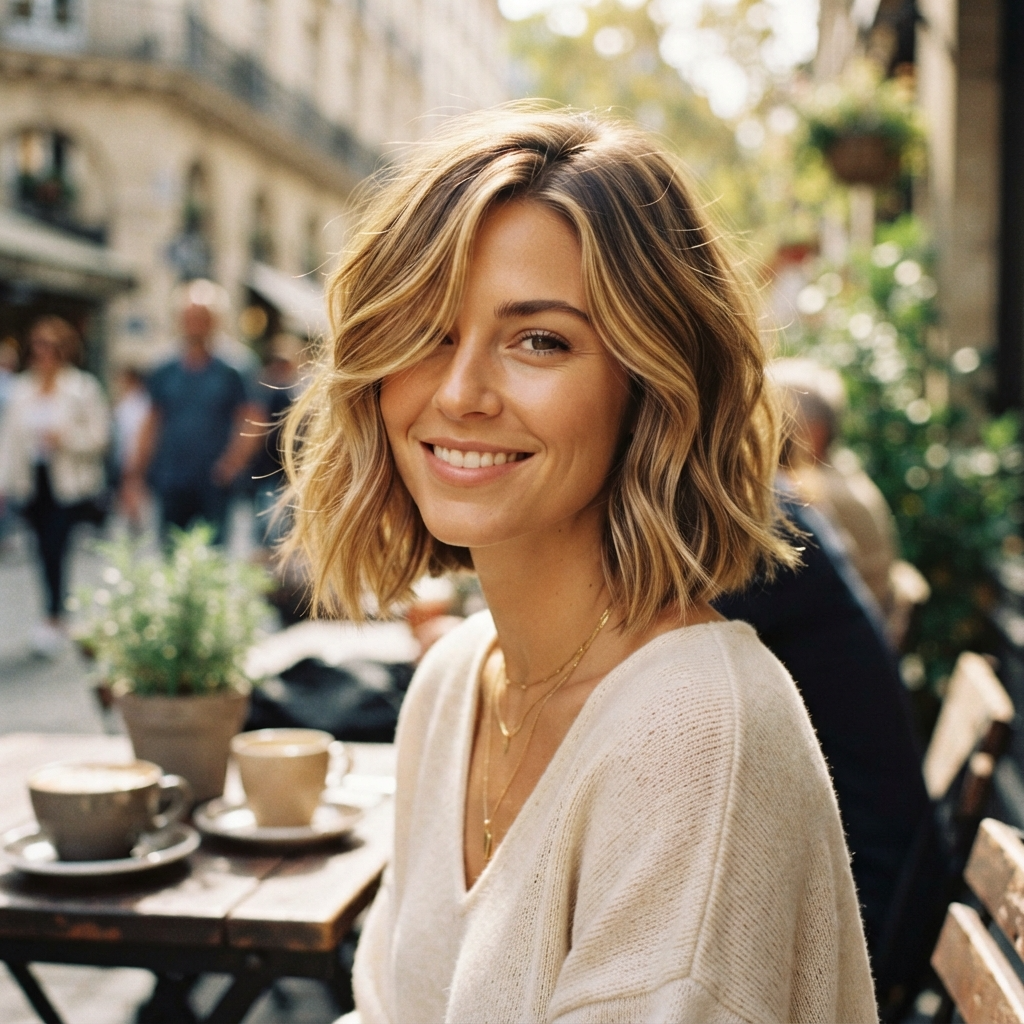 Short Hair with Golden Blonde Highlights