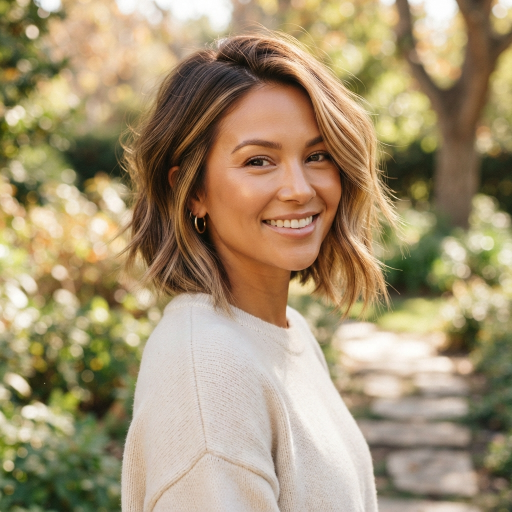 Short Hair with Honey Blonde Highlights