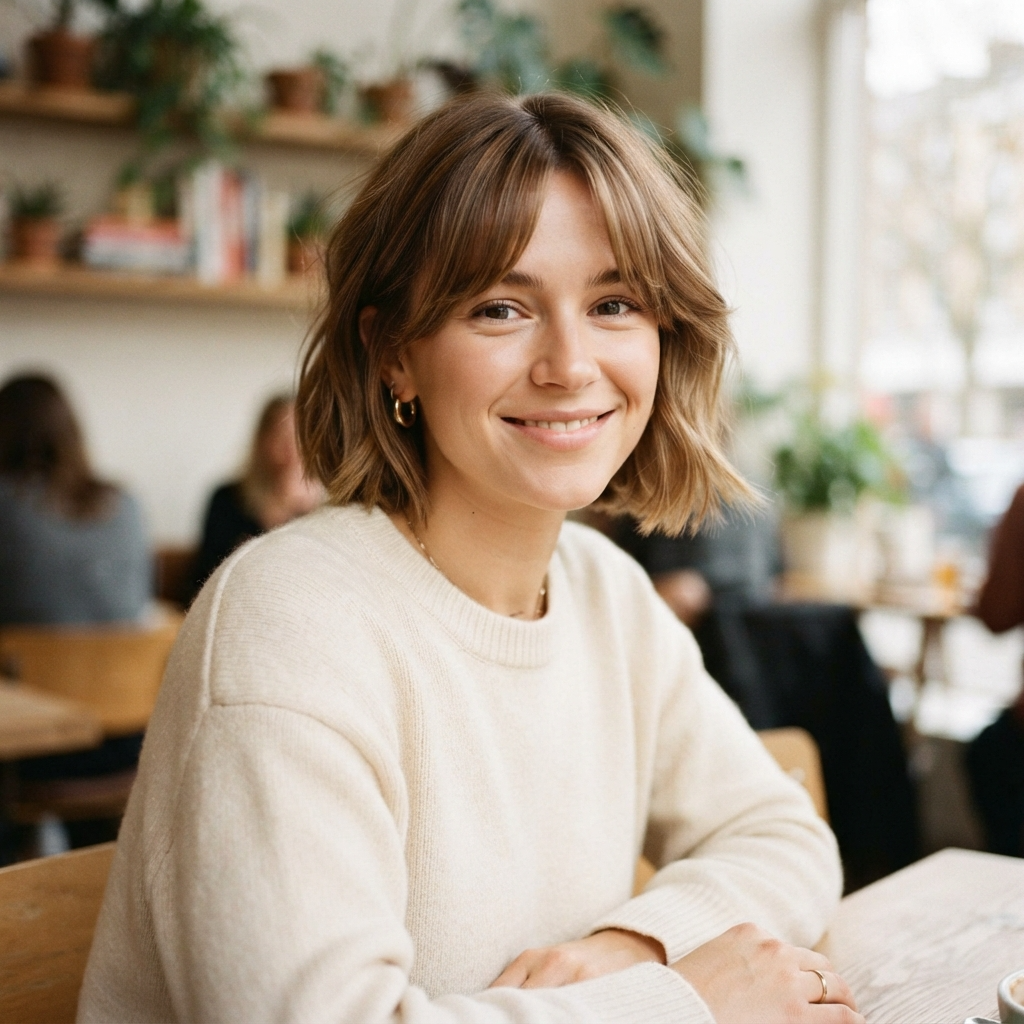 Short Haircut with Curtain Bangs