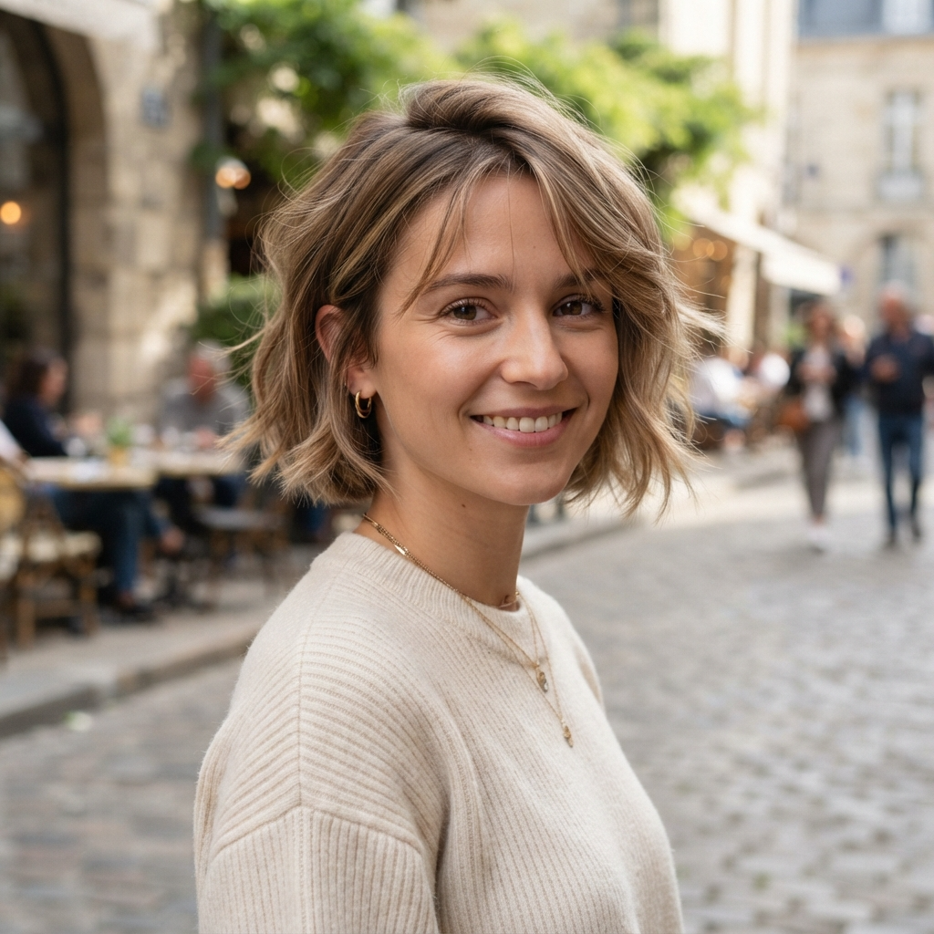 Short Layered Bob with Wispy Ends