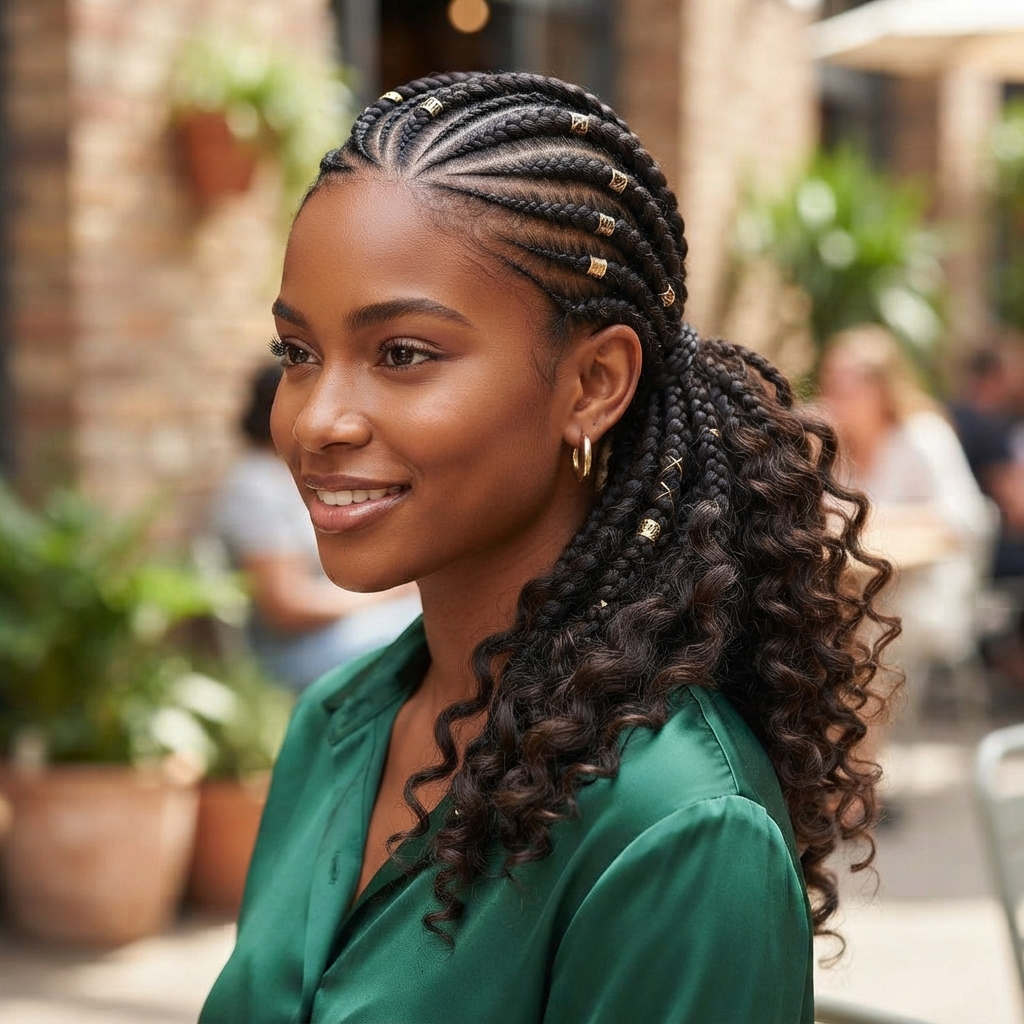 Side-Swept Cornrow Braids