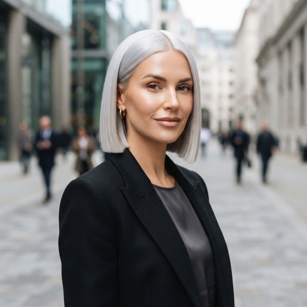 Sleek Platinum Blonde Bob