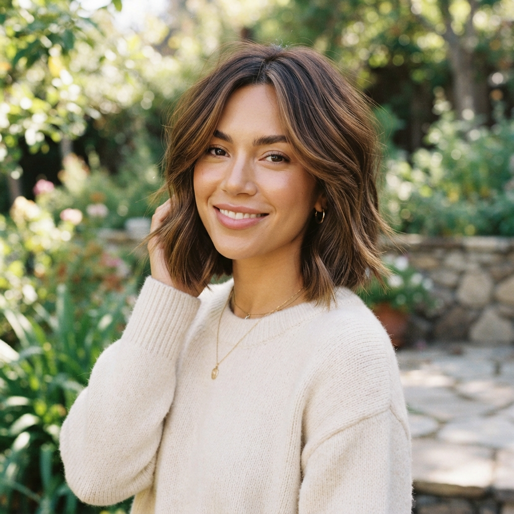 Soft Brown Layered Bob