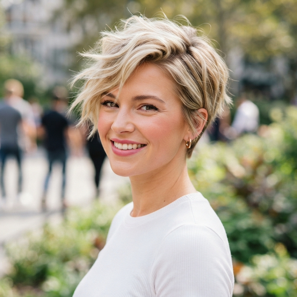 Textured Blonde Pixie Cut