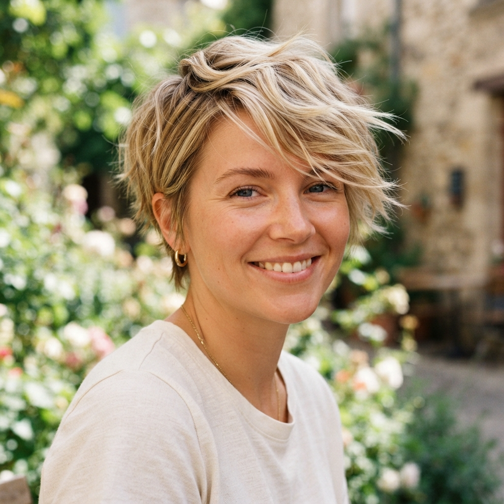 Tousled Blonde Pixie