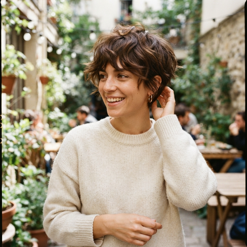 Tousled Brown Pixie