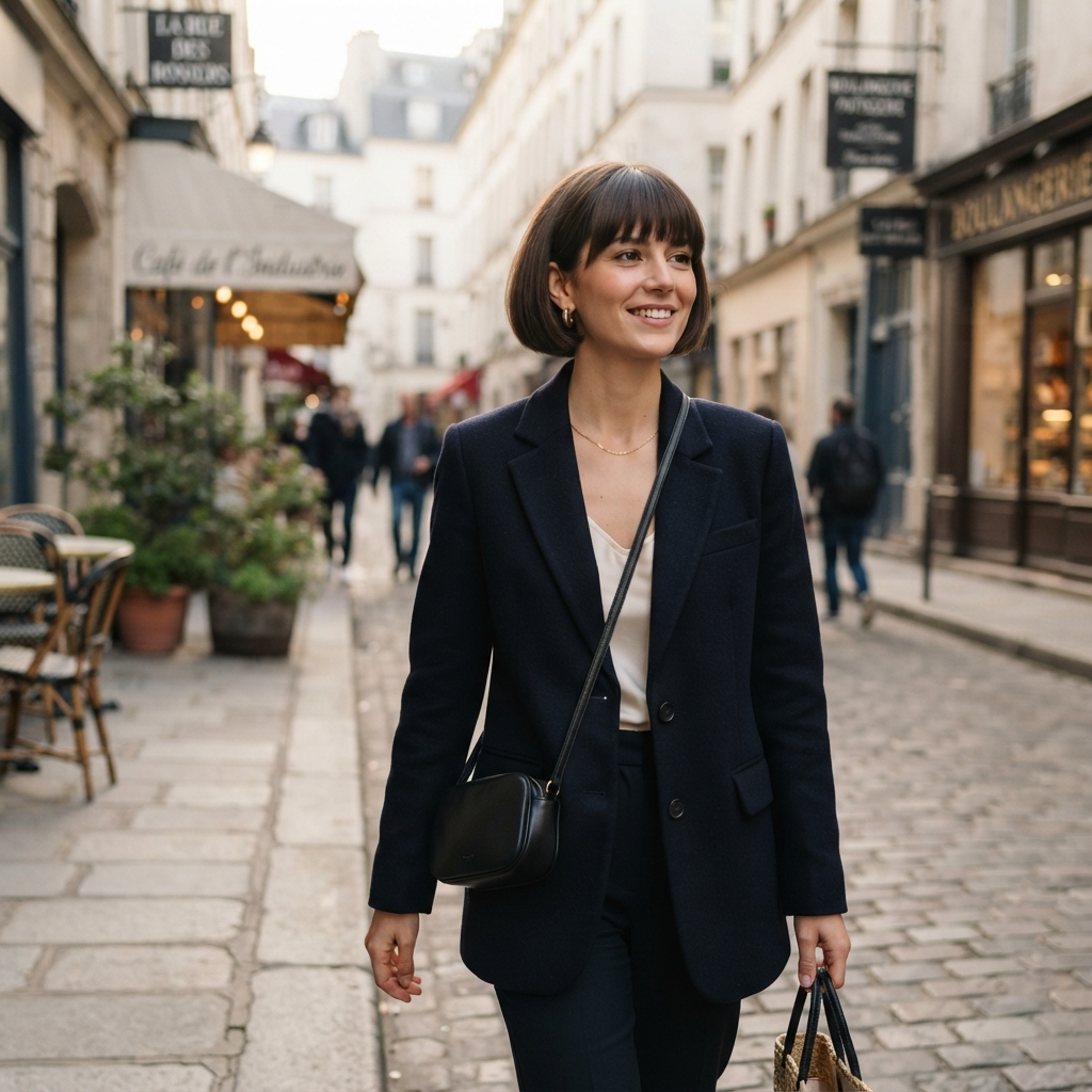 1. French Bob with Blunt Bangs