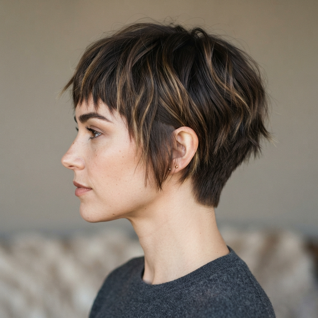 11. Bixie Cut with Choppy Fringe