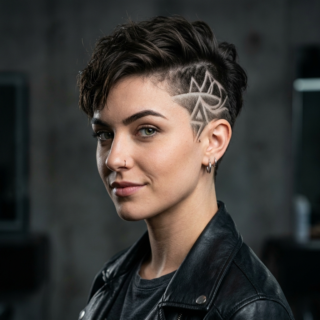 11. Pixie with Shaved Design