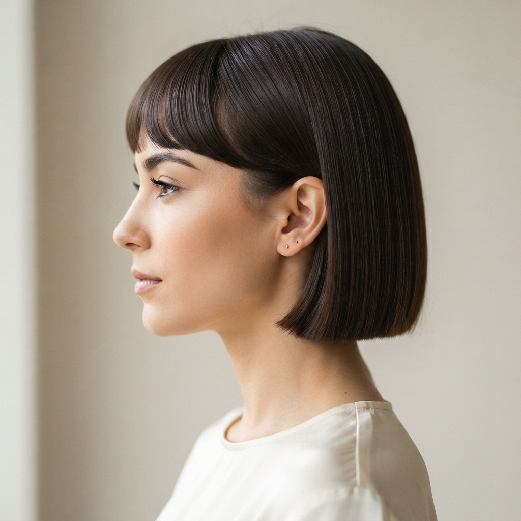 12. Blunt Bob with Arched Bangs