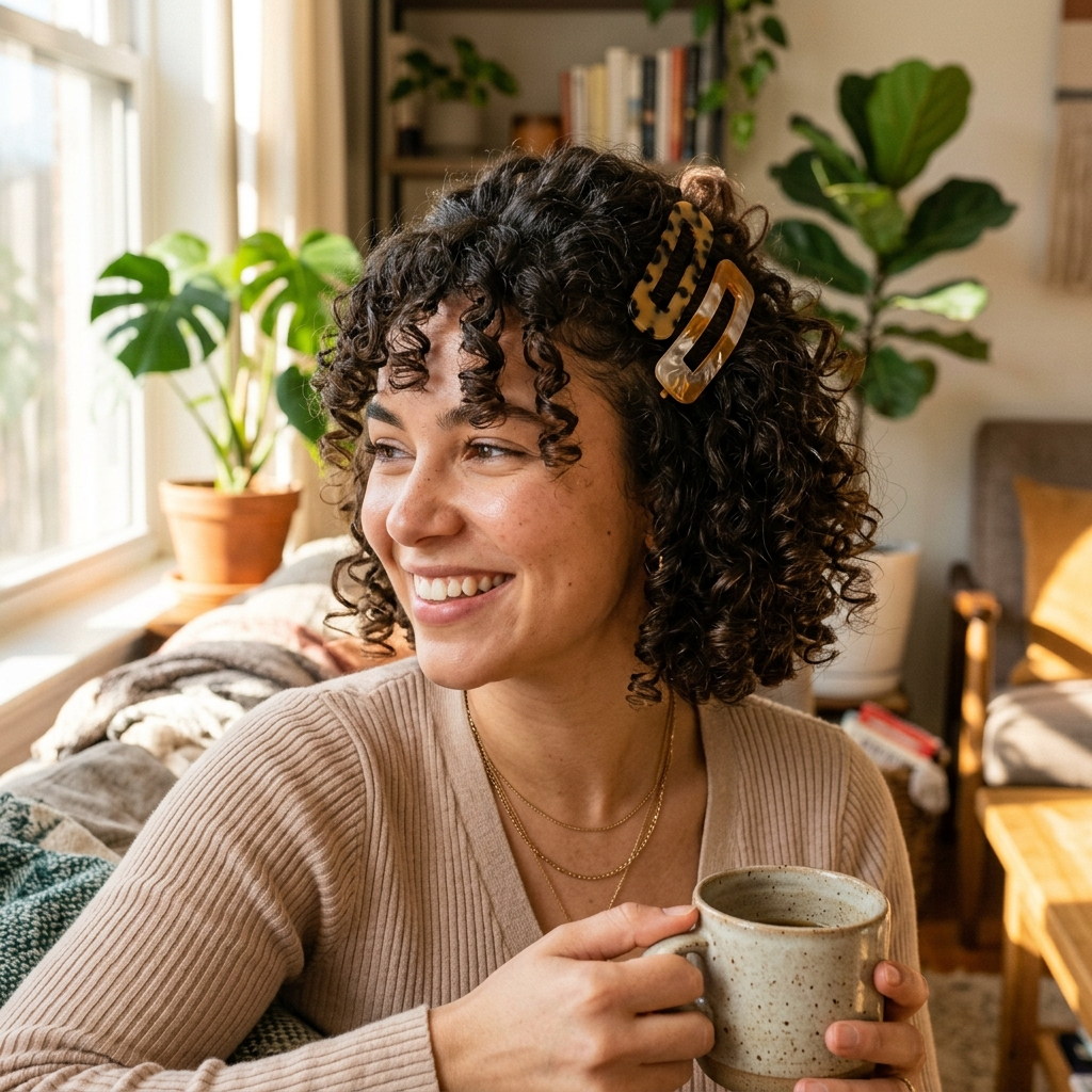 13. Curly Half-Up with Clips