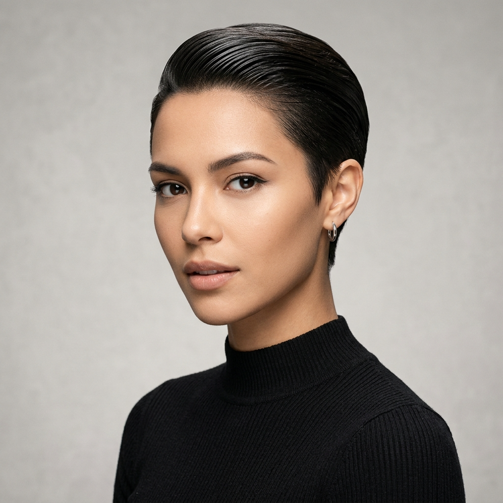 13. Sleek Slicked-Back Pixie