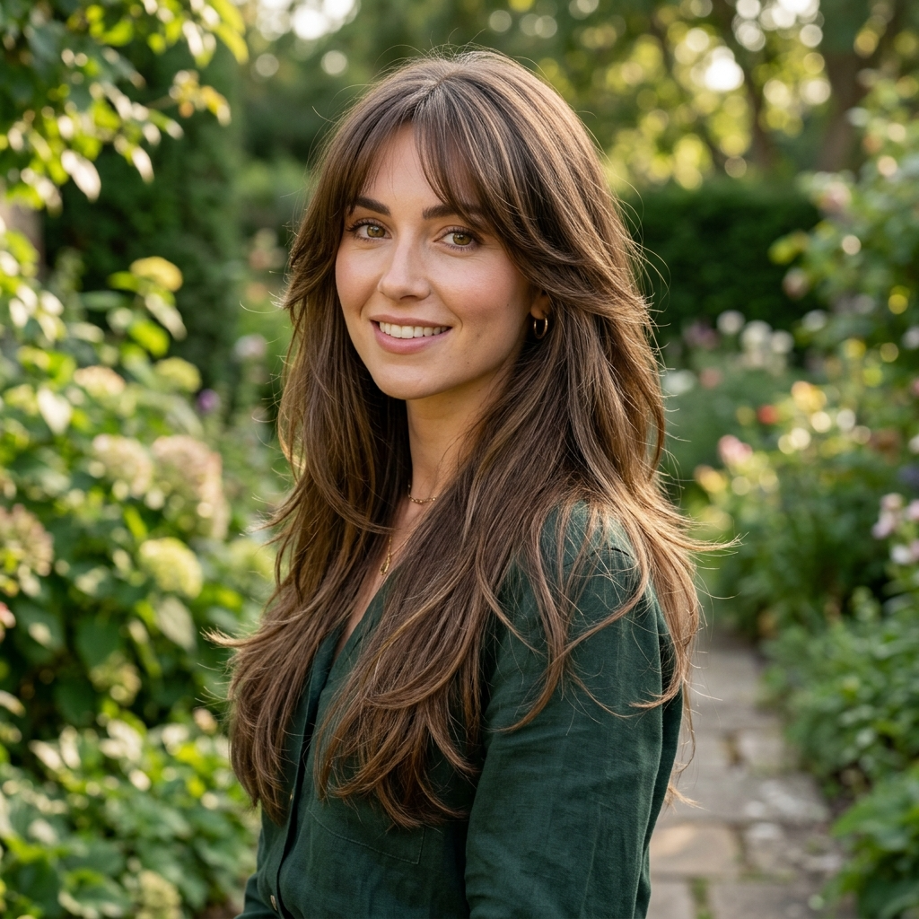 15. Long Layers with Face-Framing Fringe