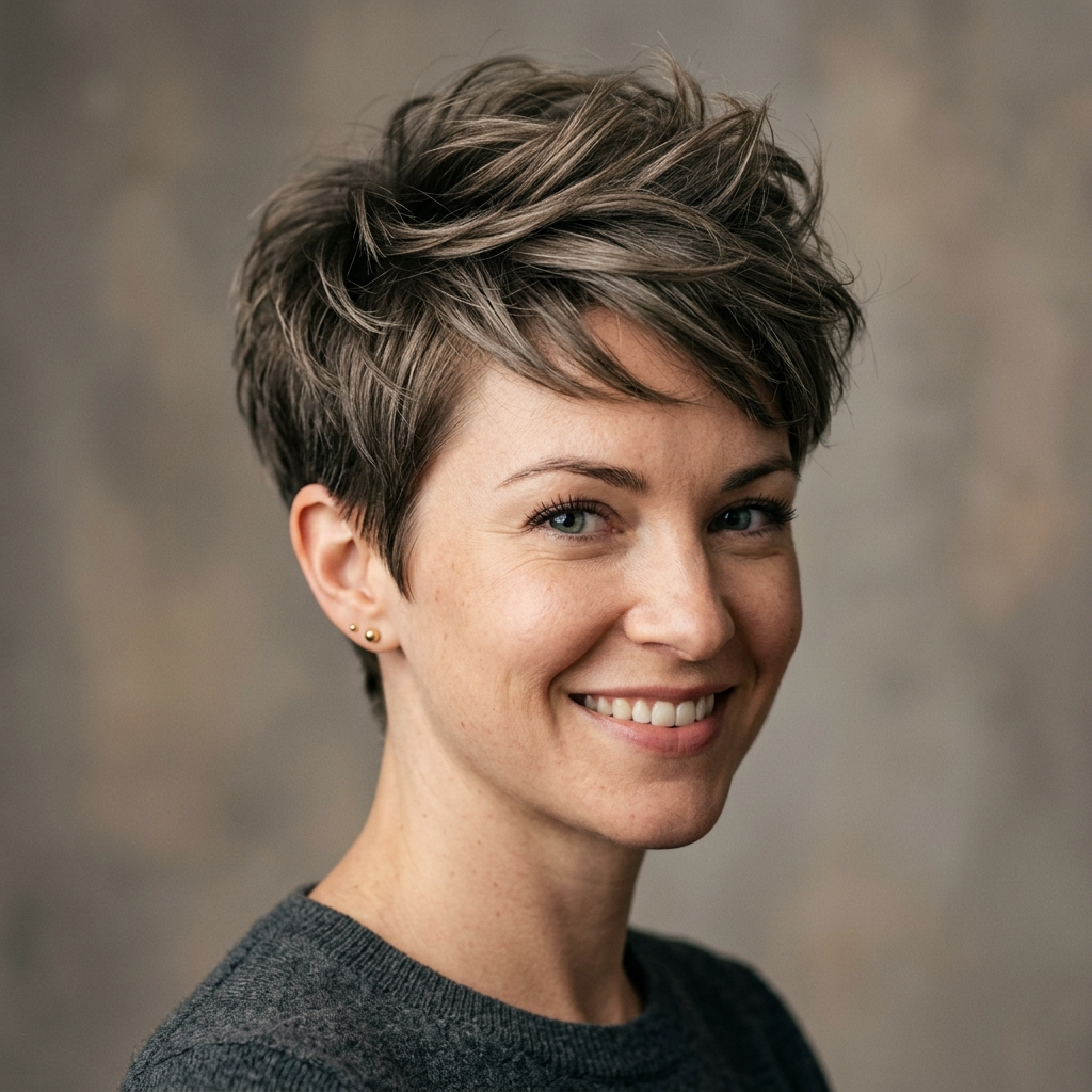 17. Layered Crown Pixie