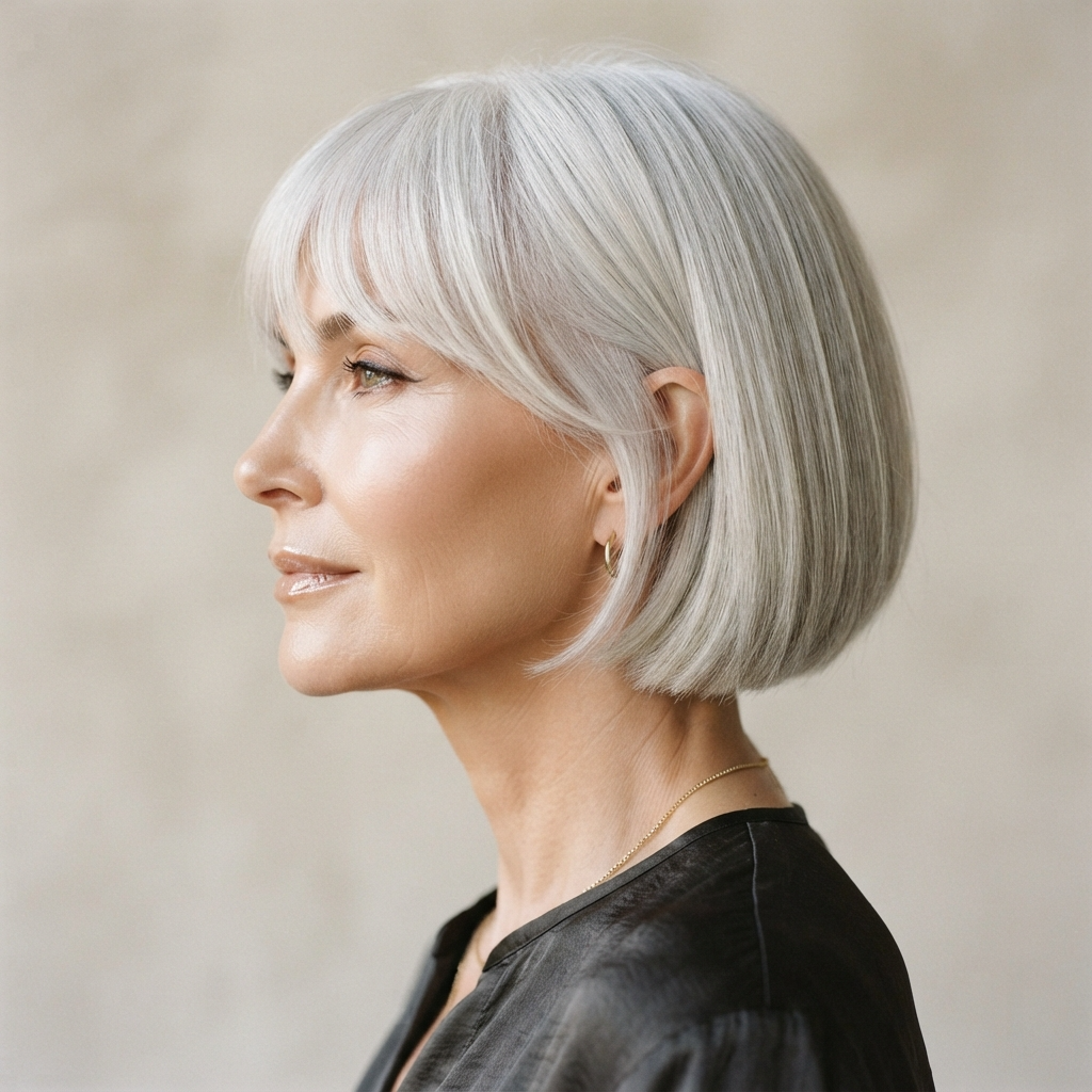 19. Silver Short Bob with Soft Bangs