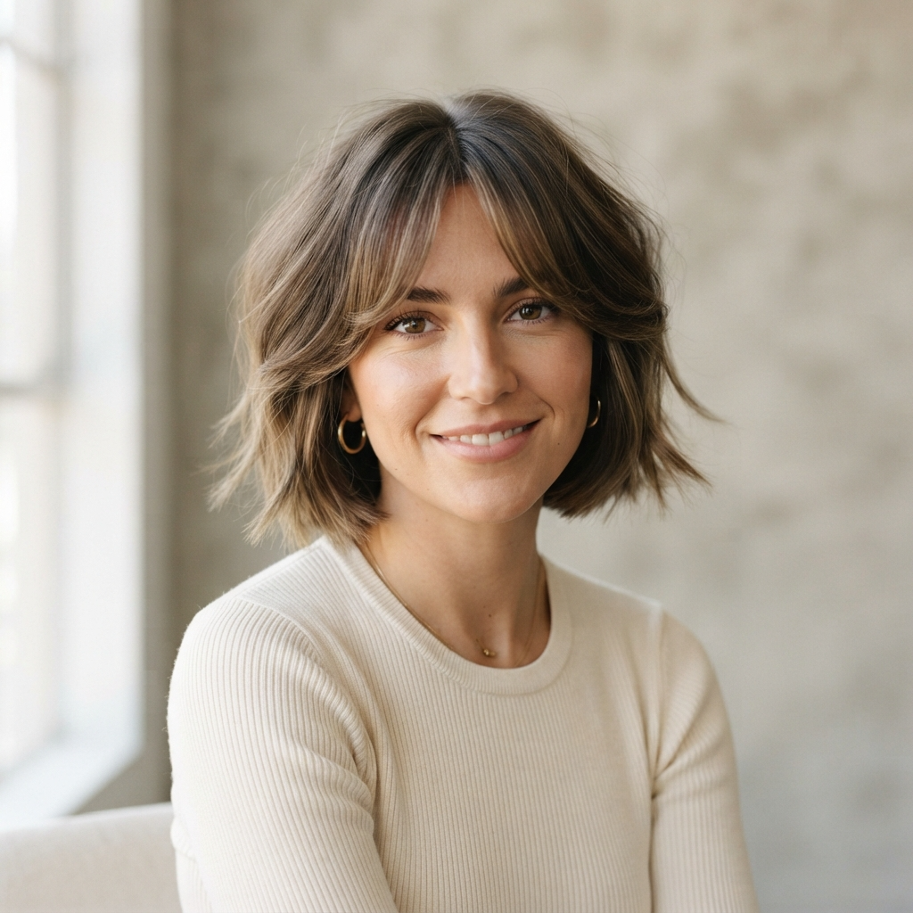 3. Curtain Bangs with a Short Bob