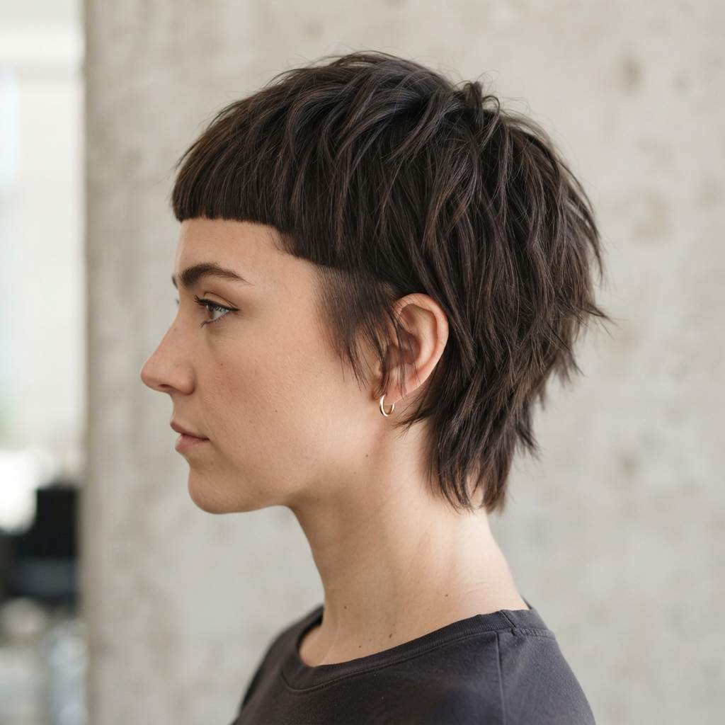 4. Micro Bangs with a Choppy Crop