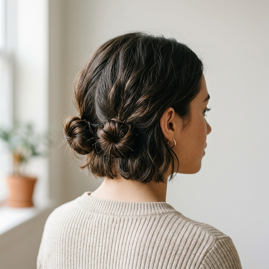 8. Low Double Buns