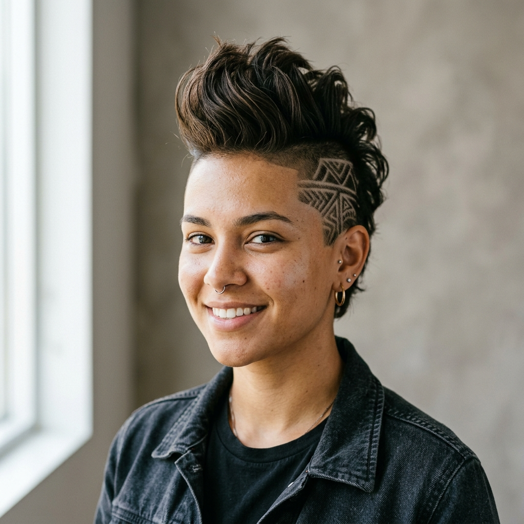 9. Mohawk with Shaved Design