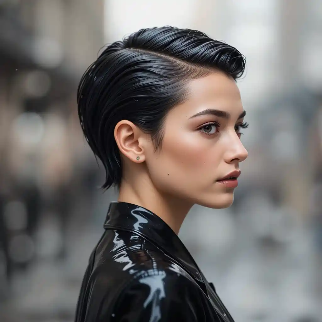 Wet Look Short Hair