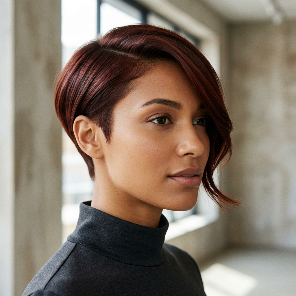 Asymmetrical Auburn Pixie