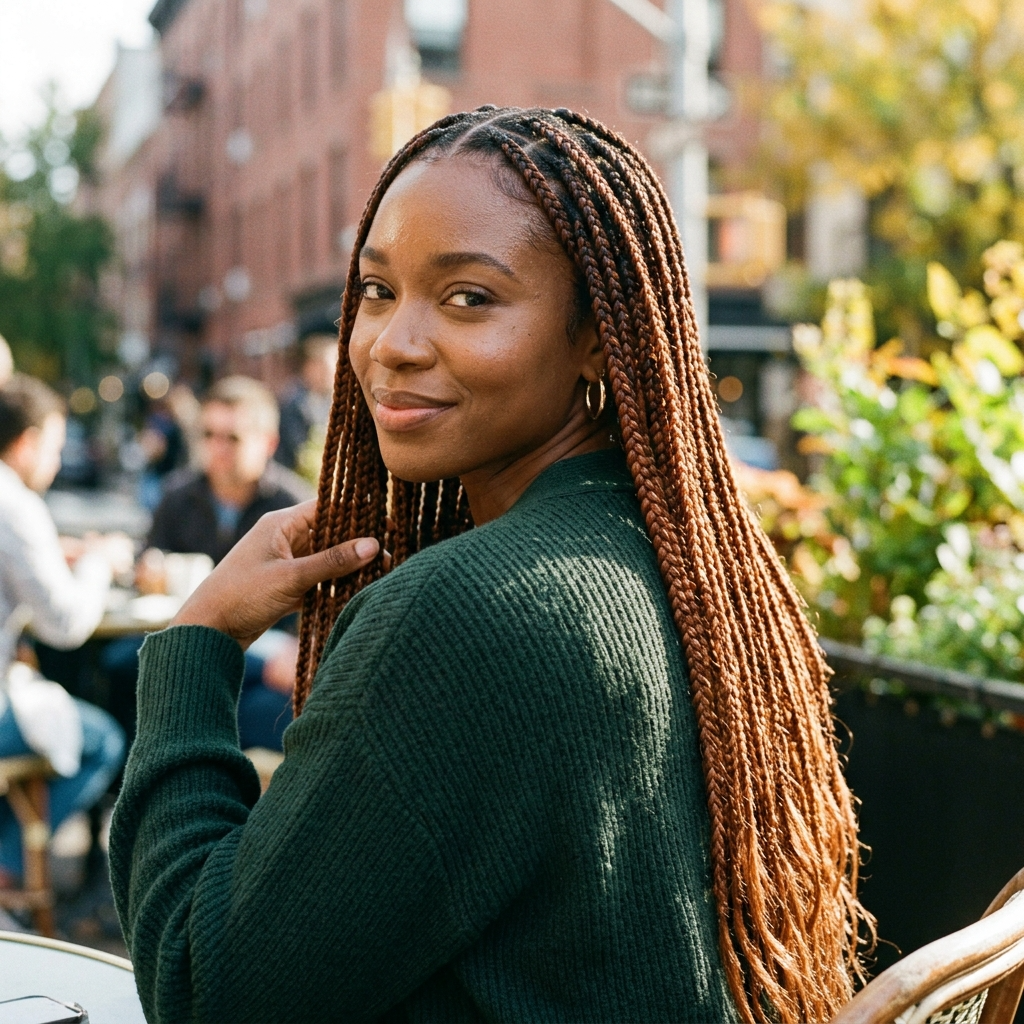 Auburn Balayage-Effect Knotless Braids