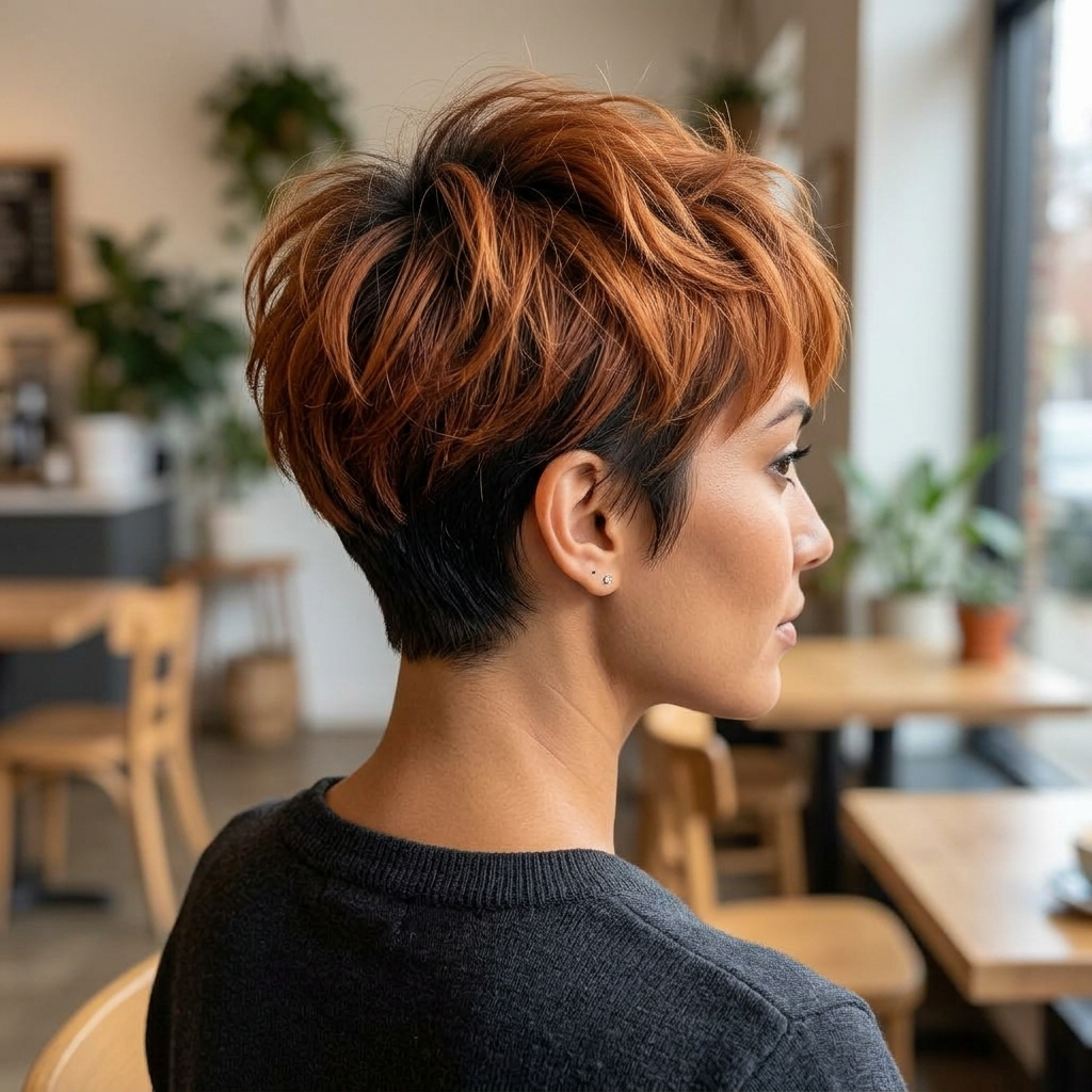 Auburn Pixie with a Darker Nape