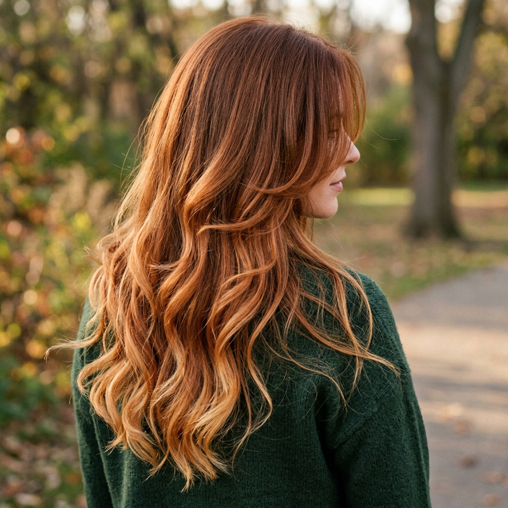 Auburn Sombré on Long Layers